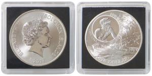 Solomon Islands, Queen Elizabeth II, Silver 1 Dollar, 31.10g, 2017, rev. John F Kennedy. U