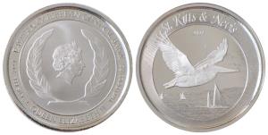 St. Kitts & Nevis, Queen Elizabeth II, Silver Two Dollars, 31.1g, 2018. Uncirculated.