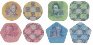 Transnistria, set of 4 Composite Plastic Coins, 1, 3, 5 and 10 Rubles, 2014. Uncirculated.