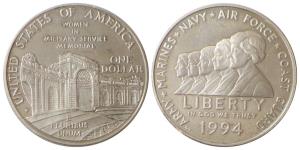 United States of America, Women In Military Service For America Memorial, Silver Dollar, 2