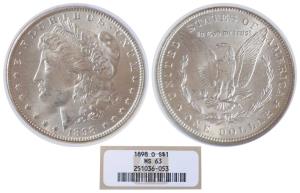United States of America, Silver Morgan Dollar, 1898 (KM 110). Graded by NGC MS63, Rare.