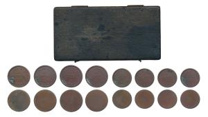 Complete weight set of 8 different, Minimum weight of Rupee (4), Copper 3/4, 7/8 15/16 and