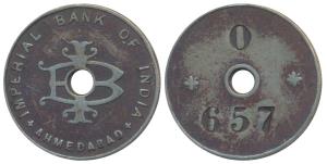 Imperial Bank of India, Nickel Token, 10.6g, monogram of the bank in center, Ahmedabad, re