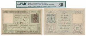 George V, Rupees 10, 1st issue, 1925, signed H. Denning, serial number in top right corner