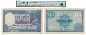 George V, Rupees 10, 2nd issue, 1926, signed J. B. Taylor, (J&R 3.7.2). Graded by PMG Choi