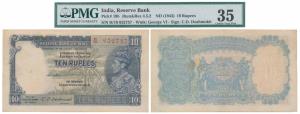 George VI, Rupees 10, 1st issue, 1944, signed C. D. Deshmukh, Prefix H (J&R 4.5.2). Graded