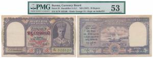 Burma, George VI, Rupees 10, 1947, signed C. D. Deshmukh, Burma Currency Board, Legal Tend