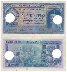 Indo-Portuguese, Vinte 20 Rupias, 6th issue, 1945, Banco Nacional Ultramarino, (J&R 12.31.