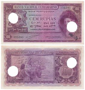 Indo-Portuguese, Cem 100 Rupias, 6th issue, 1945, Banco Nacional Ultramarino (J&R 12.33.3)