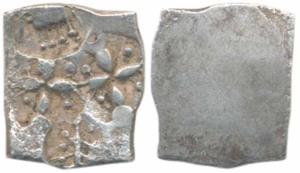 Archaic Punch Marked Coinage, attributed to Ashmaka Janapada, Godavari valley, Silver ½ Ka