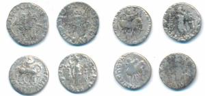 Indo-Scythian, Azes, Silver Drachm (4), obv. king holding spear mounted on a horse to righ