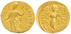 Guptas, Samudragupta, Gold Dinar, 7.19g, ‘Kacha’ type, obv. king standing to left, holding