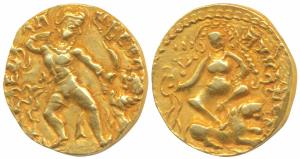 Guptas, Kumaragupta I (c. 414-455 AD), Gold Dinar, 8.1g, ‘Lion-slayer’ type, obv. king sta