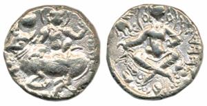 Sasanka, King of Gauda (c.600-630 AD), Base Gold Dinar, 8.81g, Abhishekha type, obv. Shiva