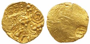 Chalukyas of Kalyana, Jayasimha II Jagadekamalla, Gold Pagoda, 3.37g, Punch-marked type, n