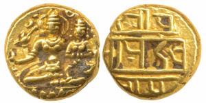 Vijayanagar Empire, Devaraya I (1406-1422 AD), Gold Pagoda, 3.4g, obv. Shiva-Parvati seate