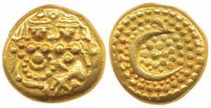 Haider Ali (AH 1174-1197, 1761-1782 AD), Gold Pagoda, 3.26g, obv. Shiva and Parvati seated