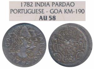 Goa, Maria I & Pedro III, Silver Pardao, 5.39g, obv. conjoined busts of the king and queen