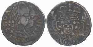 Goa, Maria I and Pedro III, Silver Rupia, 10.5g, 1784 AD, obv. conjoined busts of the king