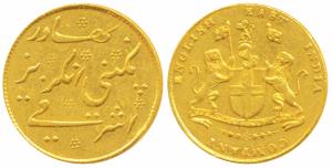 Gold Mohur (Ashrafi), 11.38g, 1819, coat of arms of the East India Company on obv.,Persian