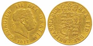 Great Britain, George III, Gold ½ Sovereign, 4g, 1817, Shield on rev. About Very Fine, Rar