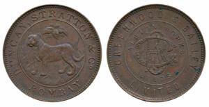 Hyderabad, Copper Token (size of a ½ Rupee) 5.6g, Bombay Mint, obv. Greenwood & Batley Ltd