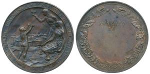 The United Provinces Exhibition, Allahabad, Copper Medal, 91.4g, obv. two Indian women, on