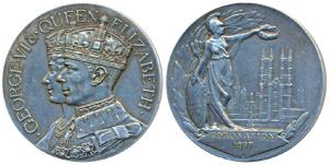 Silver Medal, The Accession of King George VI and Queen Elizabeth, 1937, rev. Britannia st