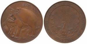 Bombay Burmah Trading Corporation Ltd., Copper Centenary Medal, 1863-1963, obv. a peacock 