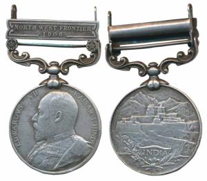 India General Service Medal, Edward VII, Silver, North West Frontier 1908 bar, awarded to 