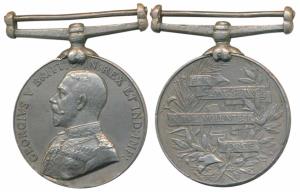 For Long Service in Volunteer Force Medal, George V, Silver, awarded to C W Kitch 1. RY. A