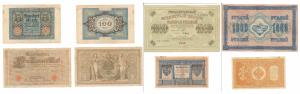 Germany, 100 Mark 1920; 1000 Mark 1910; Russia, 1 Rouble 1898; 1000 Roubles 1917. Very Fin