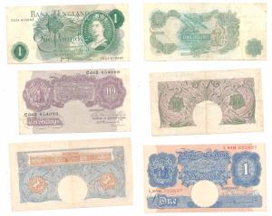 Great Britain, Ten Shillings and One Pound, 1948, rev. The Bank of England building with S