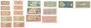 Japanese Occupation Notes, Japanese Government, 1, 5, 10 and 50 Cents; Also ½, 1, 5 and 10