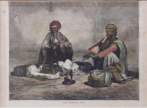 Engraving, Snake Charmers in India. The Illustrated London News 1878. 27 x 19 cm.
