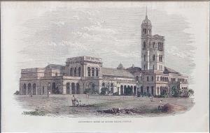 Engraving, Government House at Gunish Khind, Poonah. The Illustrated London News. 27 x 17 