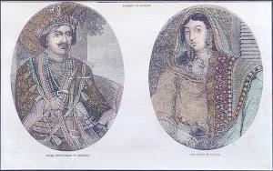 Engraving, Rajah Odetnuraan (Udit Narayan) of Benares & The Queen Of Nepaul. The Illustrat