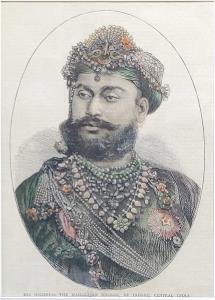 Engraving, His Highness The Maharajah Holkar, of Indore, Central India. 1874. 16 x 22cm.