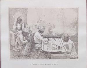 Bombay Embroiderers at Work. W. Griggs, Photo-Lith, London, 1870. 29.5 x 23 cm.