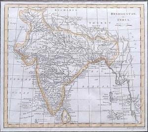 Hindoostan or India Map, W Darton Halborn Hill. 1820. 22 x 20 cm.