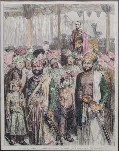 The Grand Durbar at Bombay - The Viceroy of India and a Group of Native Princes. 24 x 32 c
