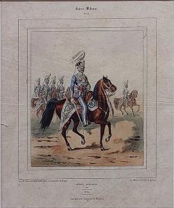 Aquatint, Galerie Militaire, Armee Anglaise. 1854. Cavalerie Legere de Madras. 1840. 20 x 