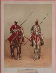 Chromo Lithograph, The Civil and Military Uniform From 1764. The Late Maharaja Mahadaji Sc