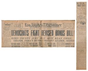 Los Angeles Examiner, March 11 1922, Mahatma Gandhi featured on the front page with a blac