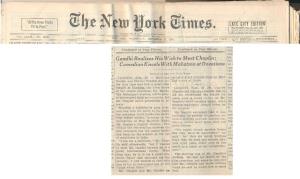 The New York Times, September 23 1931, Mahatma Gandhi featured on the front page (bottom),