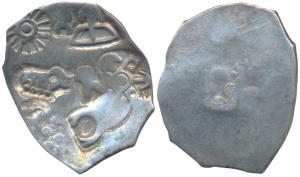 Punch-marked Coinage, attributed to Magadha Janapada, Silver Karshapana, 3.36g, Series I, 