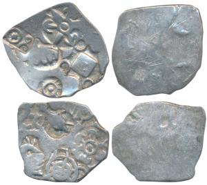 Punch-marked Coinage, attributed to Magadha Janapada, Silver Karshapana (2), 3.3g & 3.43g,