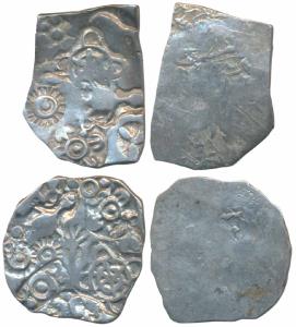 Punch-marked Coinage, attributed to Magadha Janapada, Silver Karshapana (2), 3.28g & 3.34g
