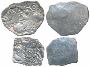 Punch-marked Coinage, attributed to Magadha Janapada, Silver Karshapana (2), 3.36g & 3.37g