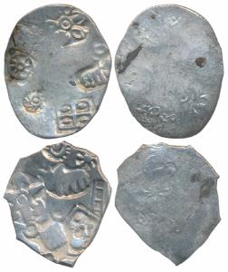 Punch-marked Coinage, attributed to Magadha Janapada, Silver Karshapana (2), 3.30g & 3.37g